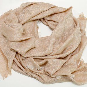 Mulberry Square Wrap Floral Jacquard Biscuit Brown